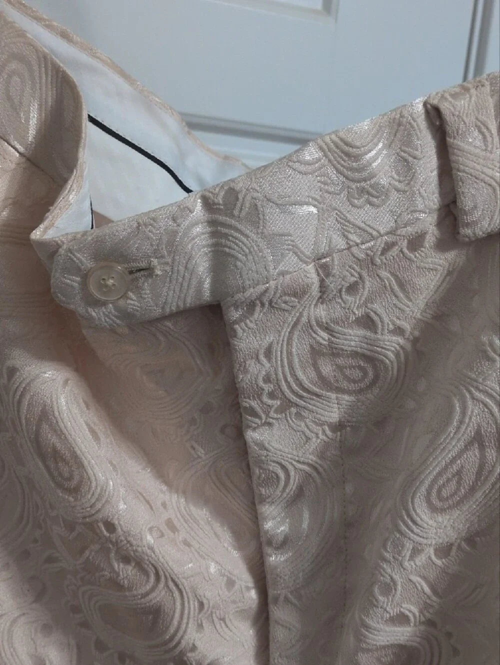 Men's Off-White Paisley Damask Tuxedo Suit